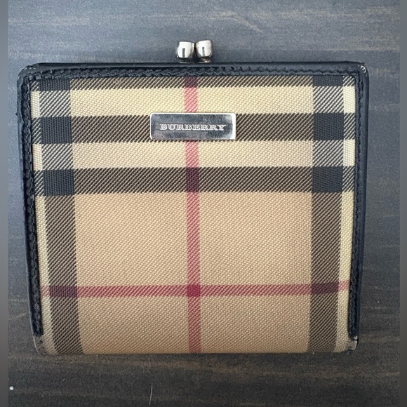 Burberry Handbags - Burberry Beige and Black Plaid Coin Purse